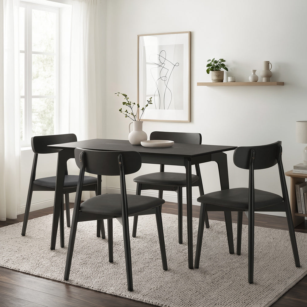 Dining Set Black Rectangle 120x60x75cm