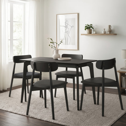 Dining Set Black Rectangle 120x60x75cm