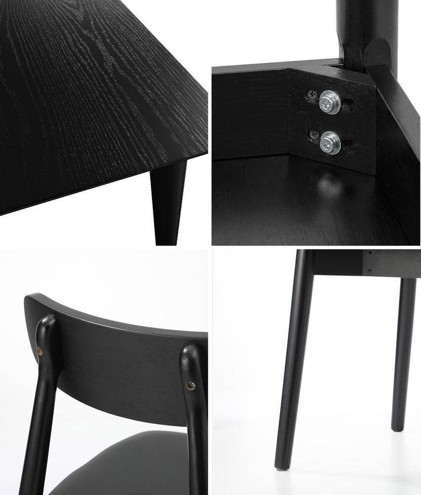 Dining Set Black Rectangle 120x60x75cm