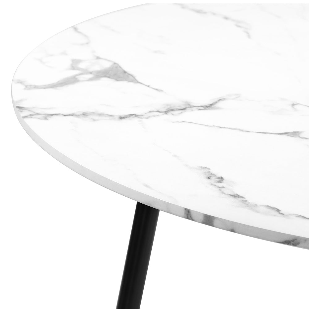 110cm Round Dining Table with 4x Dining Chairs Boucle White