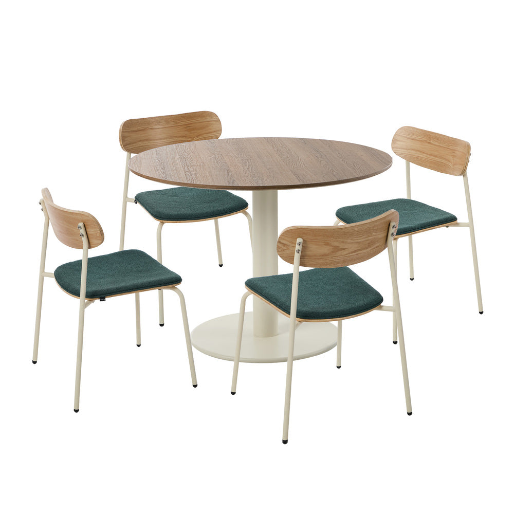 Round Dining Table Set 100cm 5-Piece Green | Simpledeals
