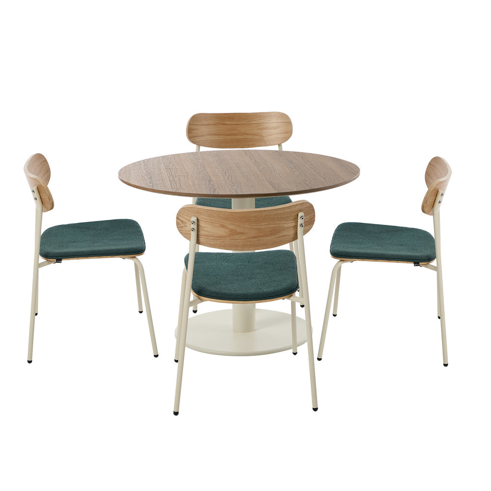 Round Dining Table Set 100cm 5-Piece Green | Simpledeals