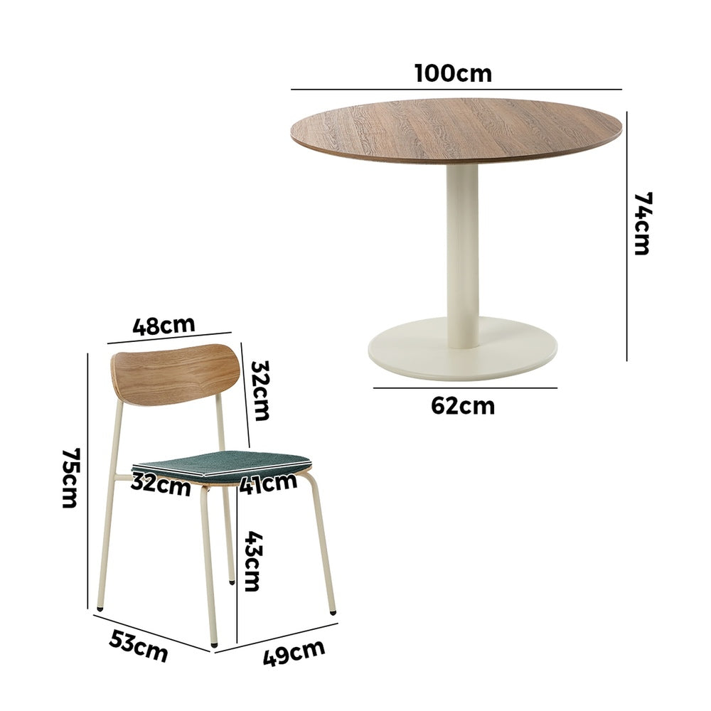 Round Dining Table Set 100cm 5-Piece Green | Simpledeals