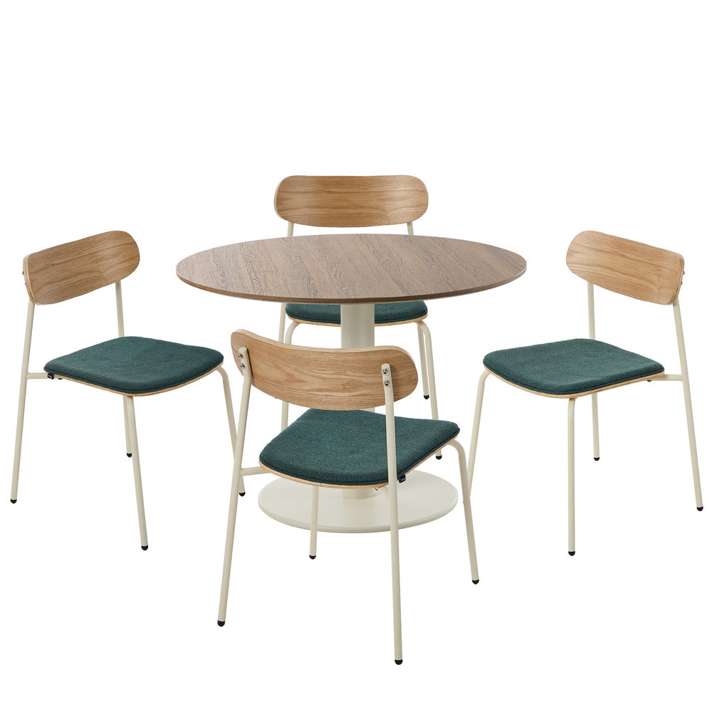 Round Dining Table Set 100cm 5-Piece Green | Simpledeals