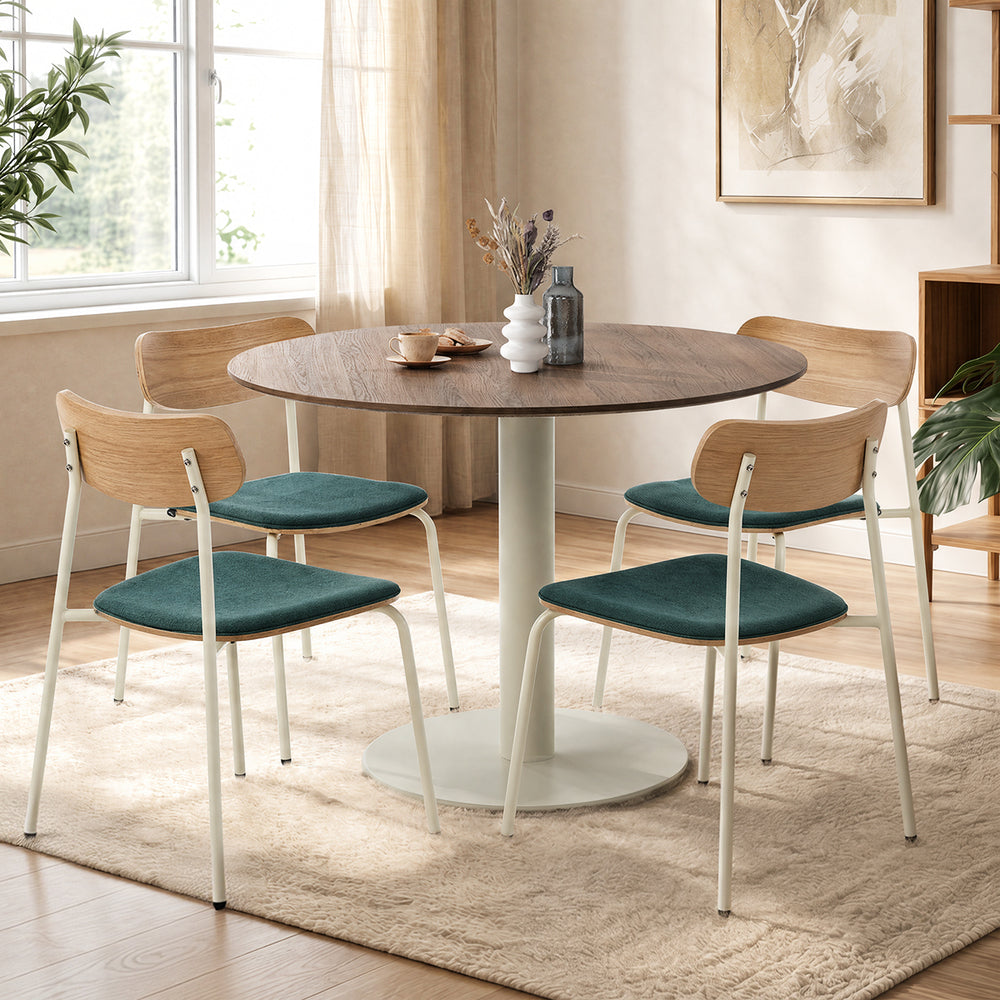 Round Dining Table Set 100cm 5-Piece Green | Simpledeals
