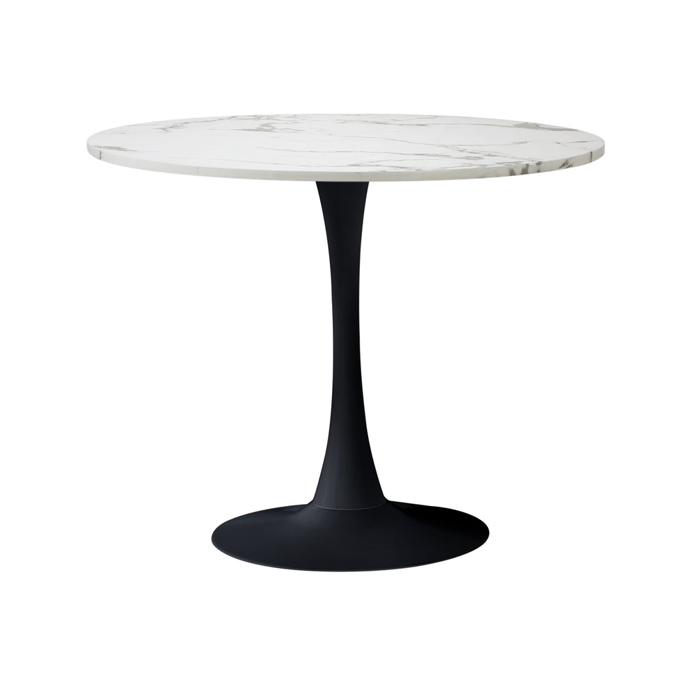 90cm Round Dining Table with 4x Dining Chairs Boucle White