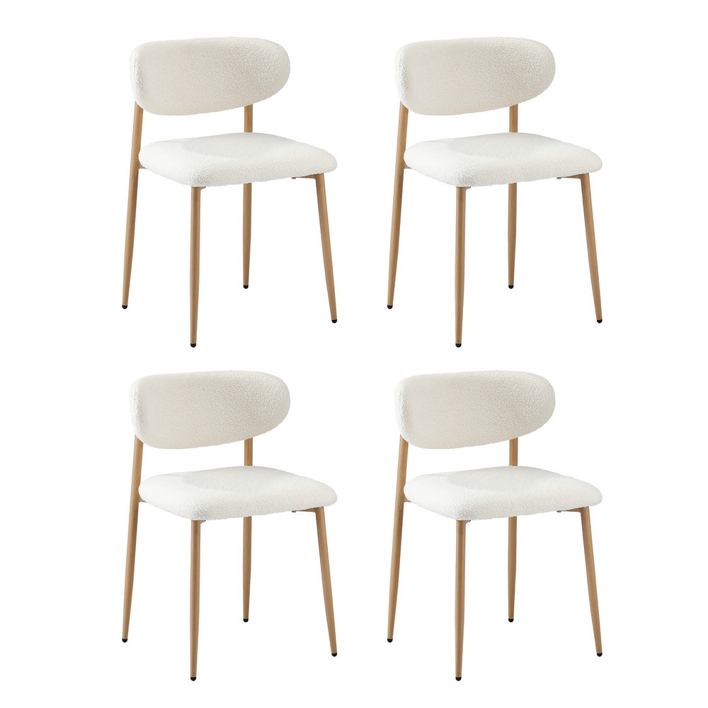 60cm Round Dining Table with 2x Dining Chairs Boucle White