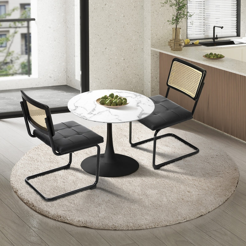 Round Dining Table with Dining Chairs PU Leather/Velvet with Dining Set - photo 17