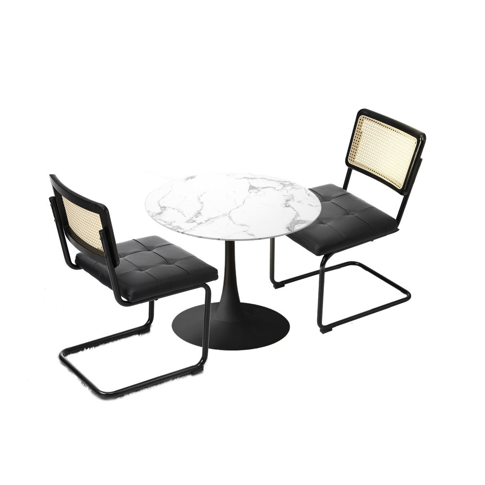 Round Dining Table with Dining Chairs PU Leather/Velvet