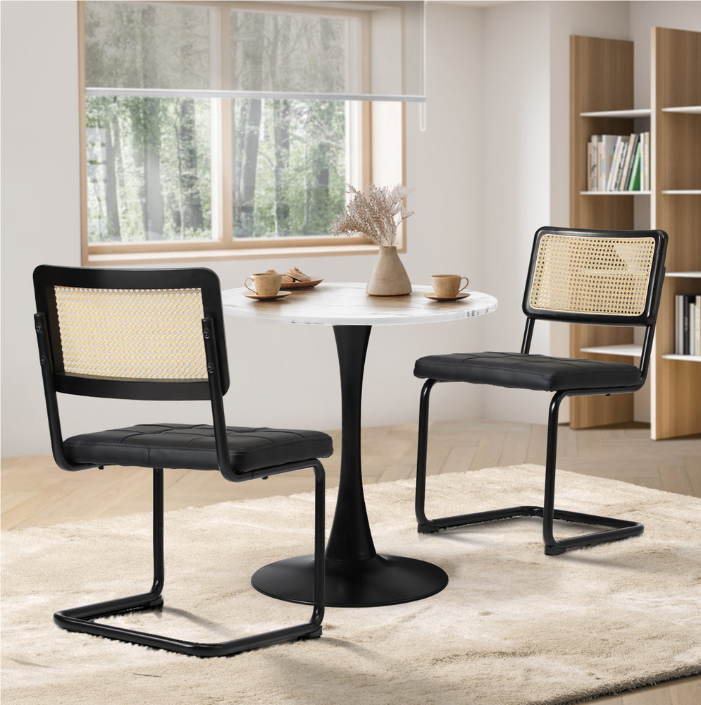 Round Dining Table with Dining Chairs PU Leather/Velvet