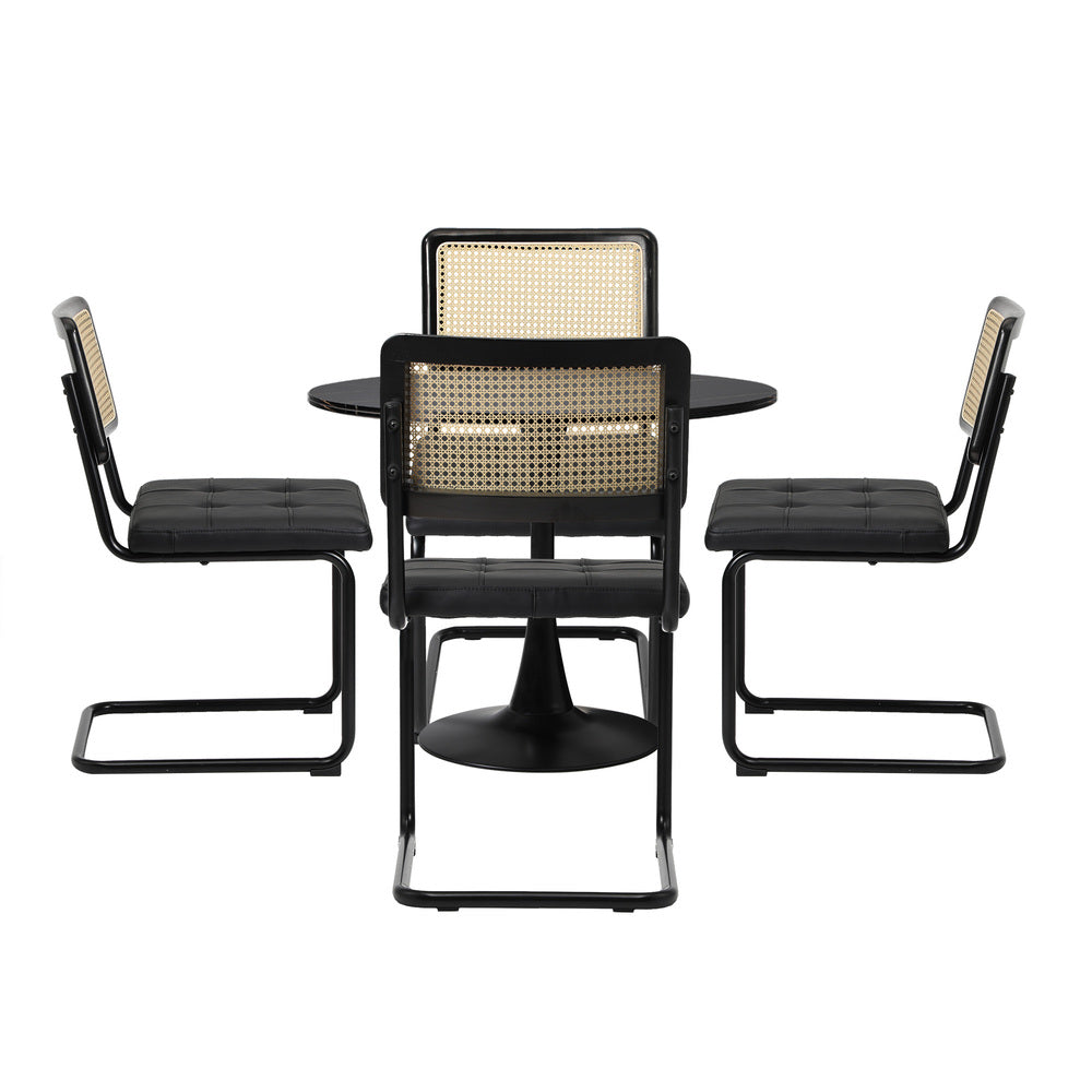 Round Dining Table with Dining Chairs PU Leather/Velvet