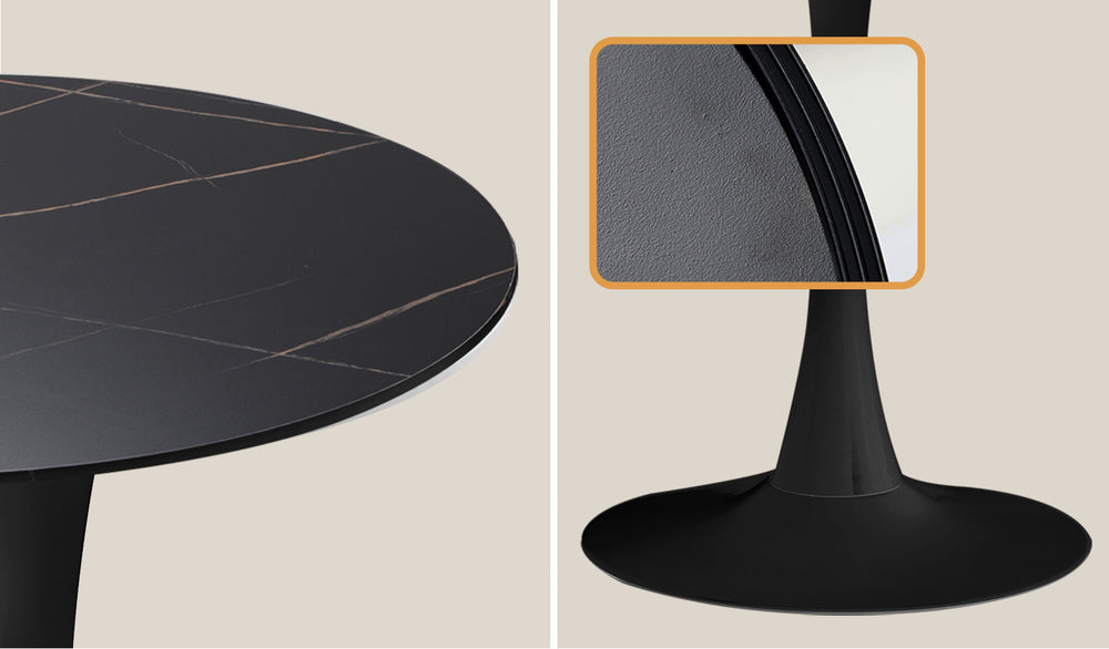 Round Dining Table with Dining Chairs PU Leather/Velvet