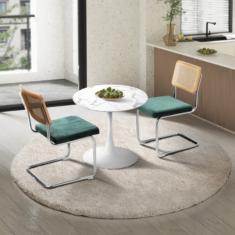 Round Dining Table with Dining Chairs PU Leather/Velvet, Leather finish - photo 26