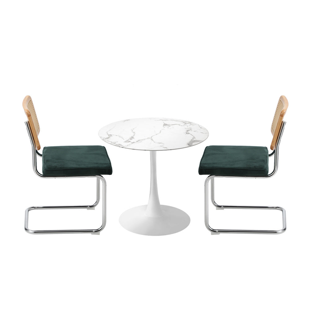 Round Dining Table with Dining Chairs PU Leather/Velvet