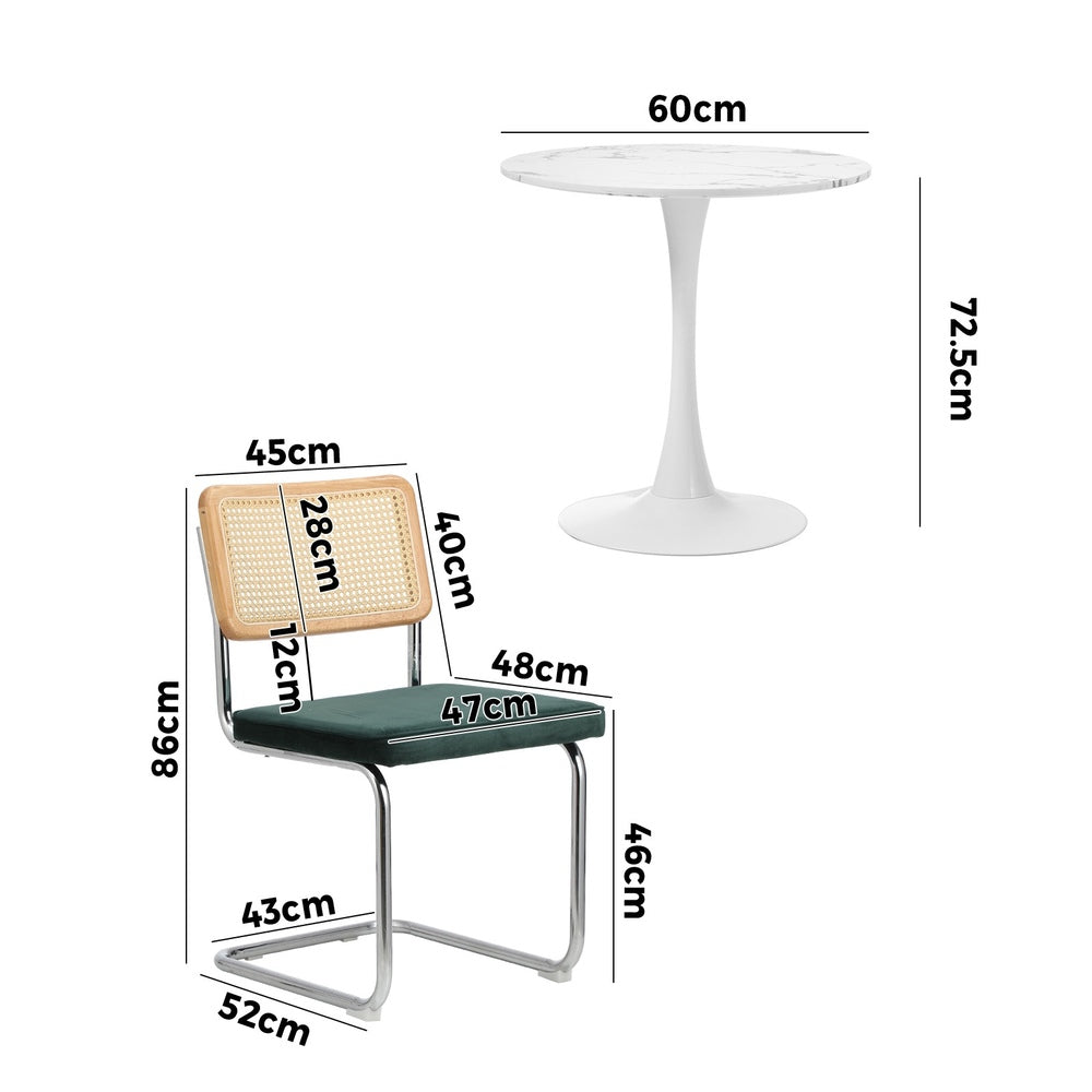 Round Dining Table with Dining Chairs PU Leather/Velvet