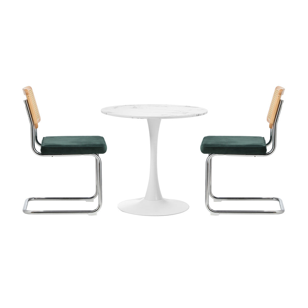 Round Dining Table with Dining Chairs PU Leather/Velvet