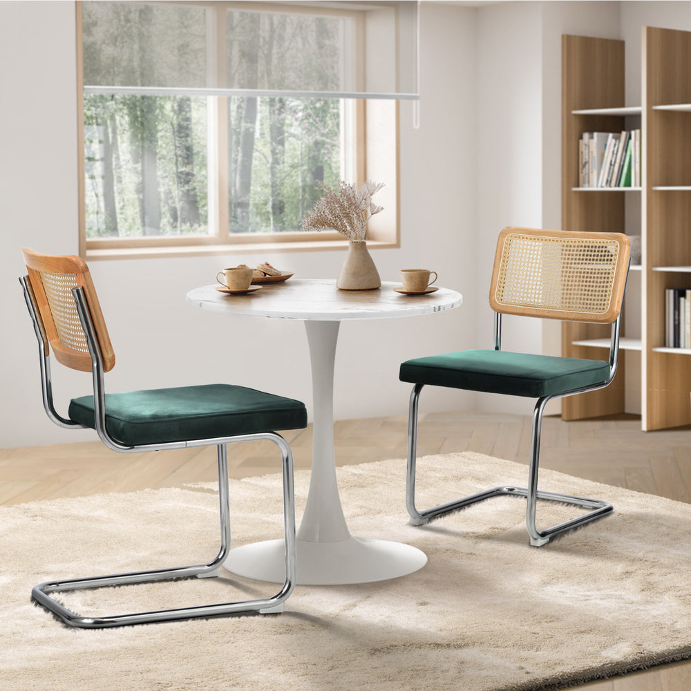 Round Dining Table with Dining Chairs PU Leather/Velvet