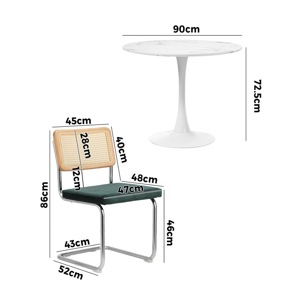 Round Dining Table with Dining Chairs PU Leather/Velvet