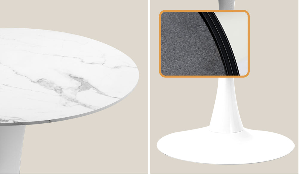 Round Dining Table with Dining Chairs PU Leather/Velvet