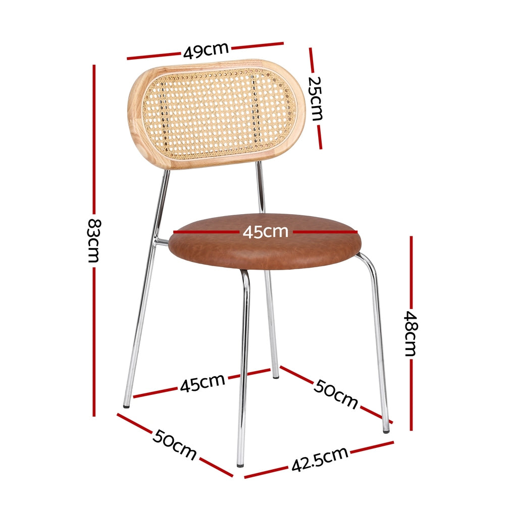 4X Dining Chairs Pu Leather Rattan Kitchen Lounge Cafe Accent Chair