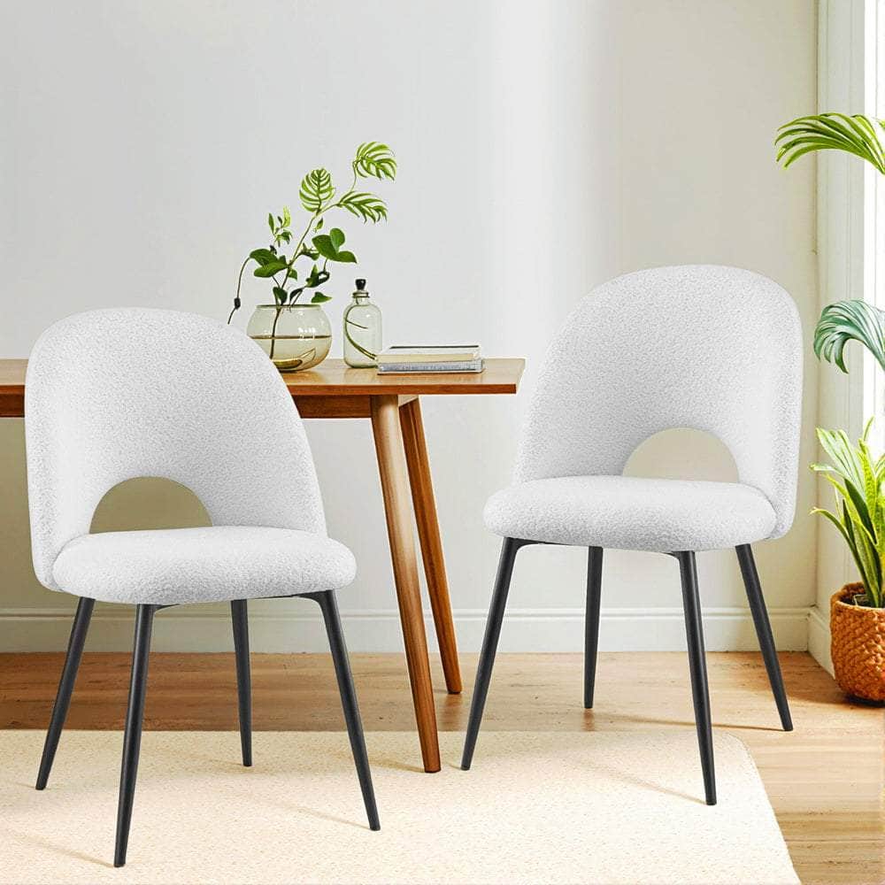 1 Set of 2 Dining Chair Boucle Sherpa