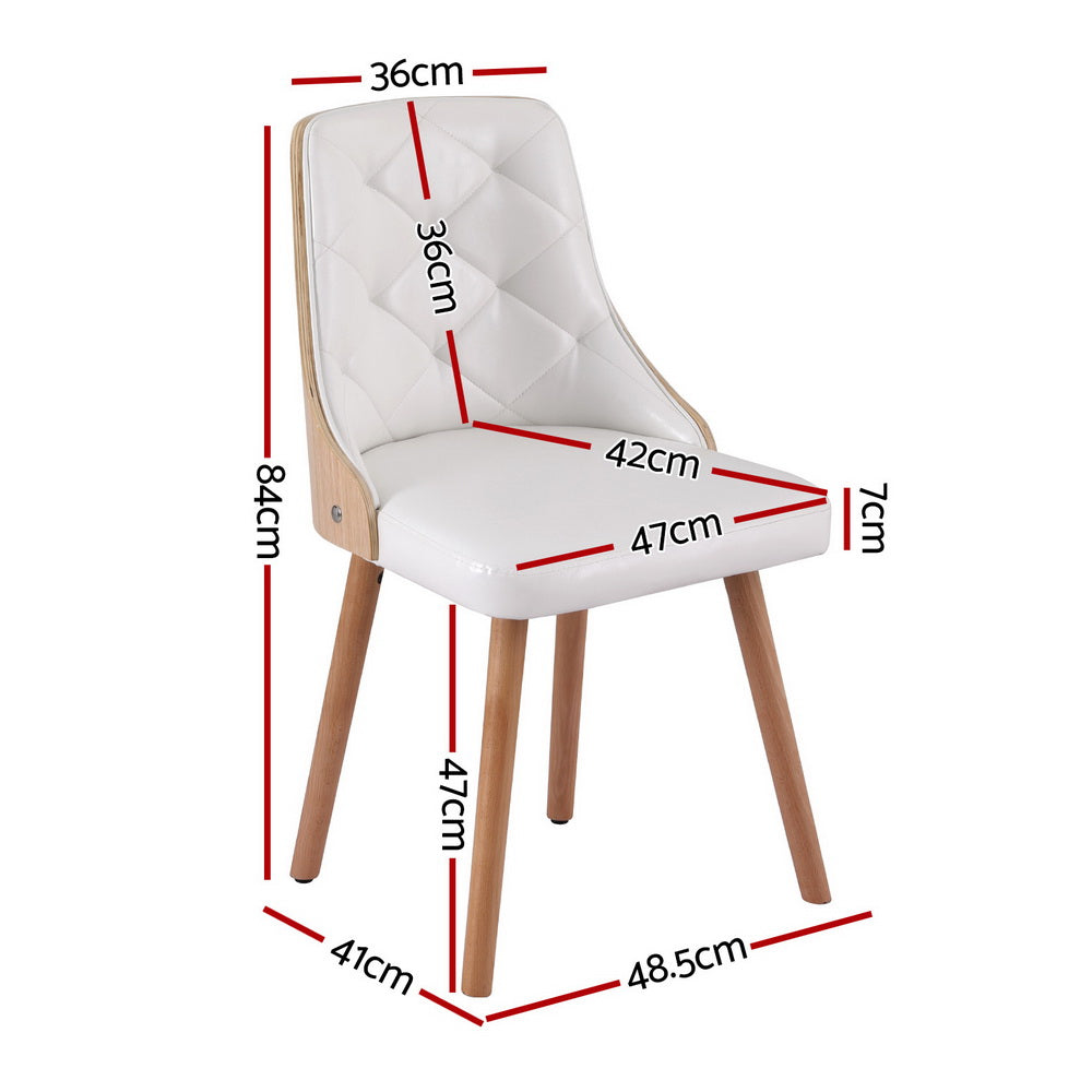 1 Set of 2 Dining Chairs Black/White PU