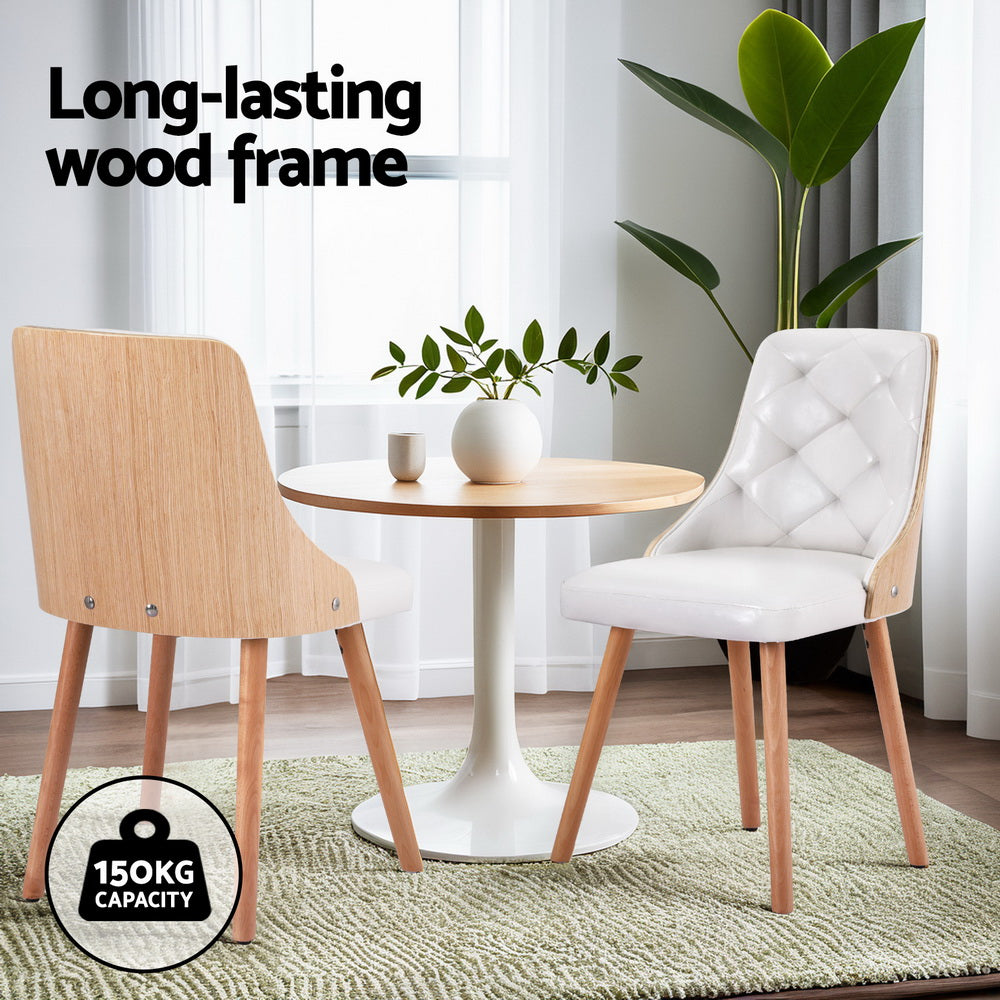1 Set of 2 Dining Chairs Black/White PU