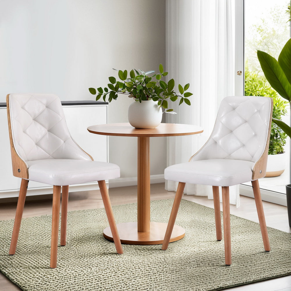 1 Set of 2 Dining Chairs Black/White PU