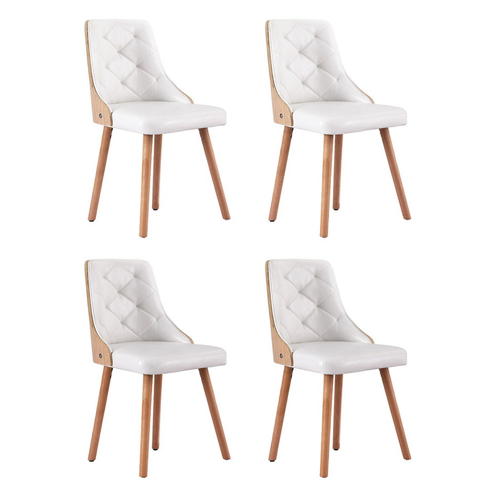 Set of 4 White PU Leather Dining Chairs – Modern and Sleek Design