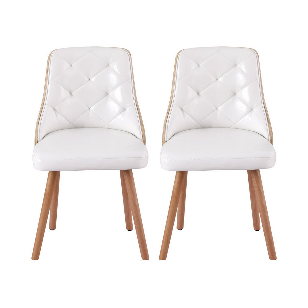 Set of 4 White PU Leather Dining Chairs – Modern and Sleek Design