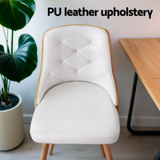 Set of 4 White PU Leather Dining Chairs – Modern and Sleek Design