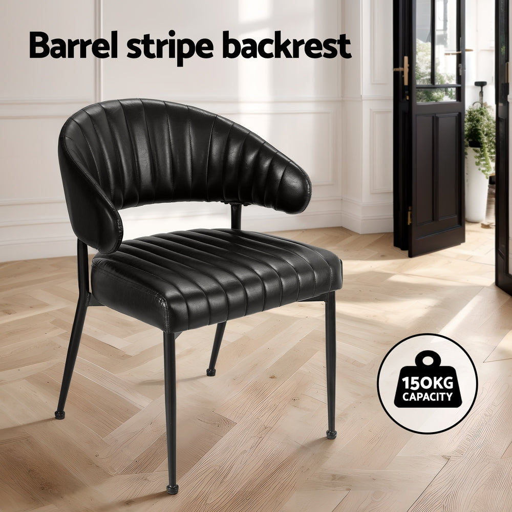 Dining Chairs Set Of 2 Leather Hollow Armchair Black