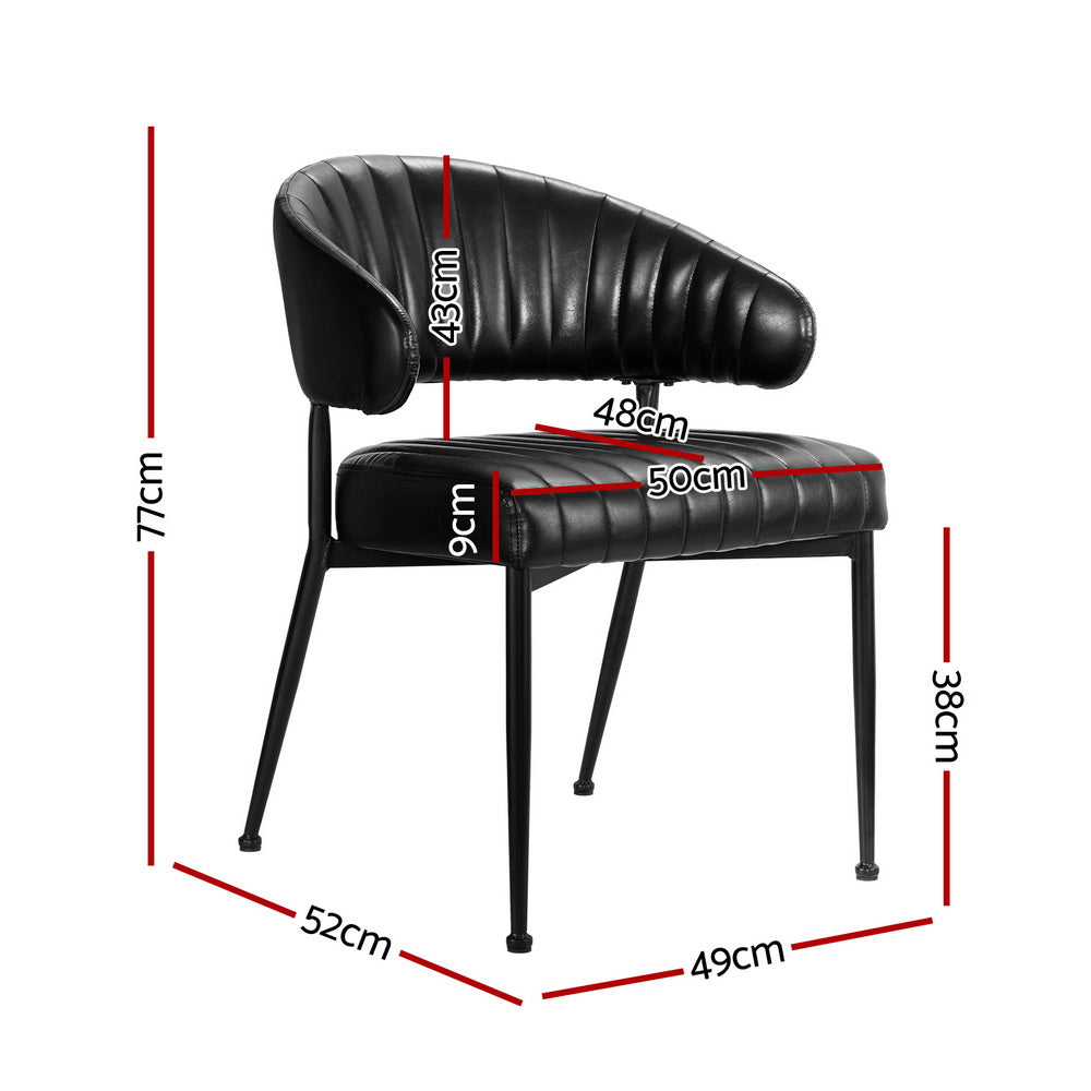 Set of 4 Black Leather Dining Armchairs – Stylish Hollow Back Design