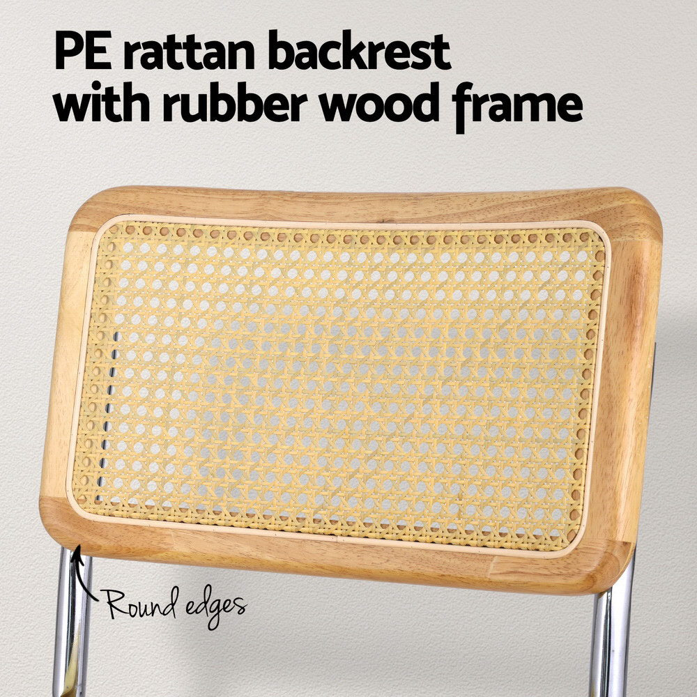Yellow Velvet Rattan Dining Chairs Set of 4 Cantilever Kitchen Seating