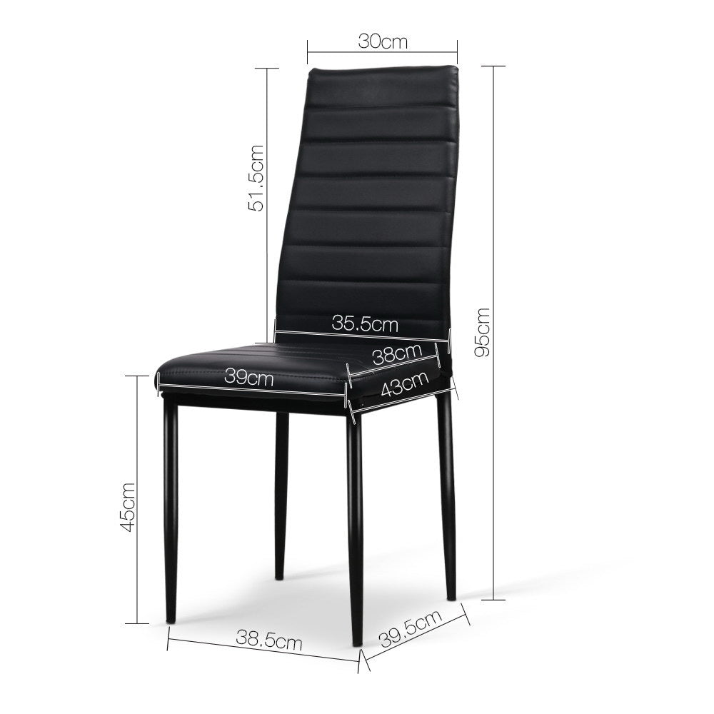 Dining Chairs Set Of 4 Leather Channel Tufted Black