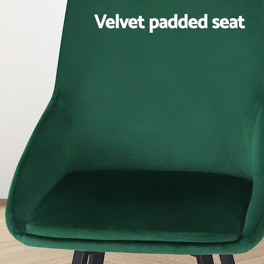 Set of 4 Green Velvet Dining Chairs with Swivel Base – Elegant Upholstered Chairs