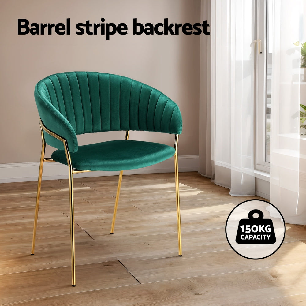 Dining Chairs Set Of 2 Velvet Hollow Armchair Green