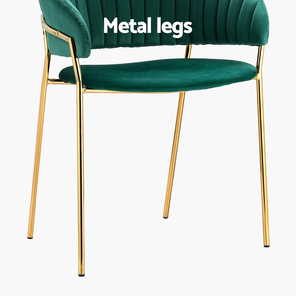 Dining Chairs Set Of 2 Velvet Hollow Armchair Green