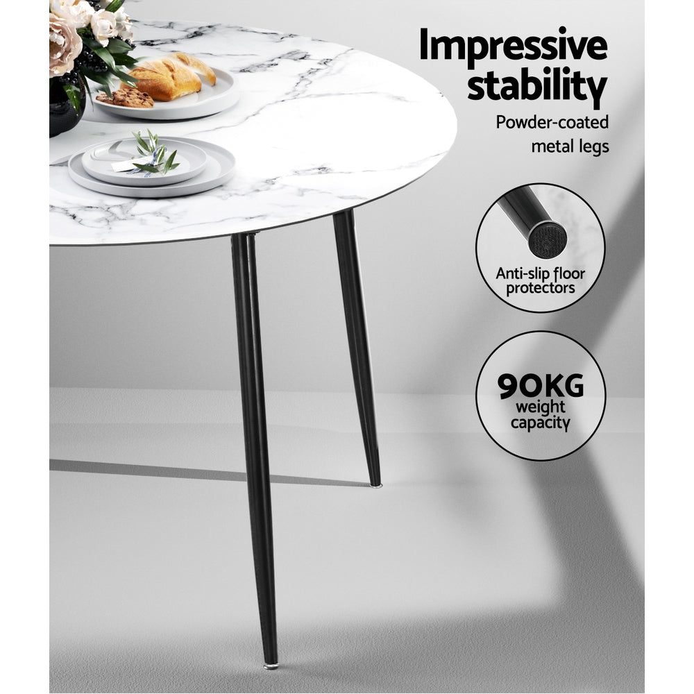 Dining Table Round Marble Effect 110Cm