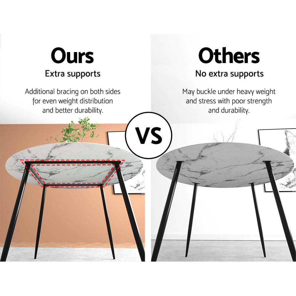 Dining Table Round Marble Effect 110Cm