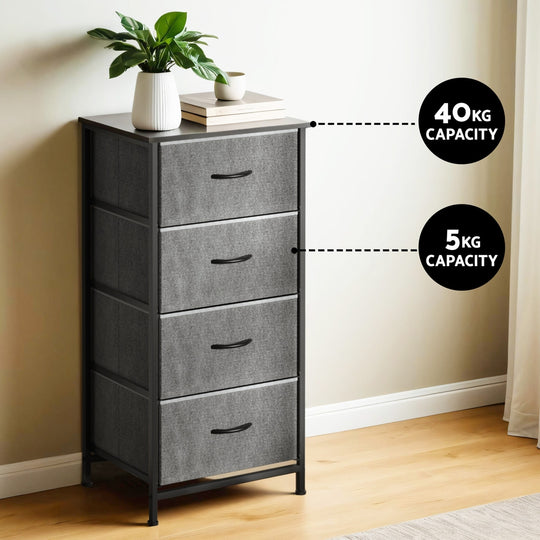Chest of 4 Drawers Storage Dresser Tallboy Grey, Dressers