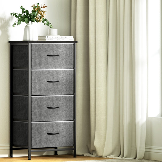Chest of 4 Drawers Storage Dresser Tallboy Grey, Grey colour