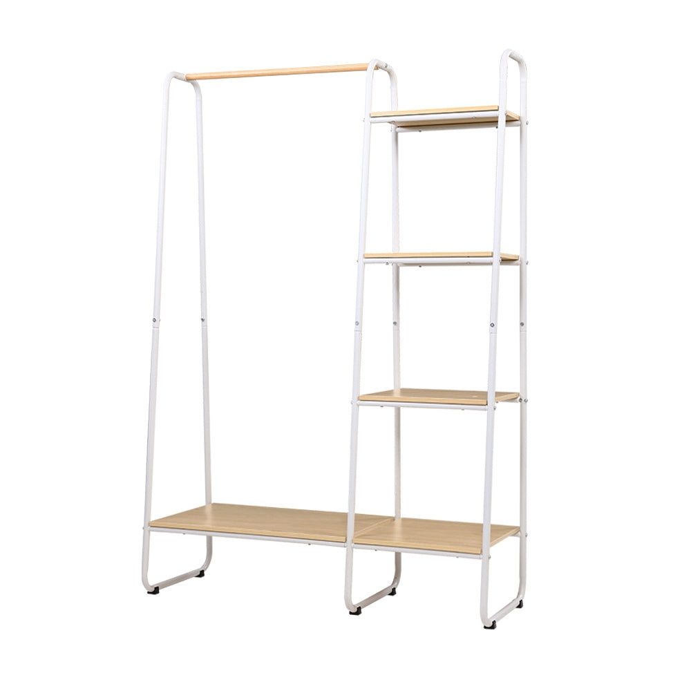 Closet Storage Rack Clothes Hanger Shelf Garment Rail Stand Wardrobe Organizer 150cm White
