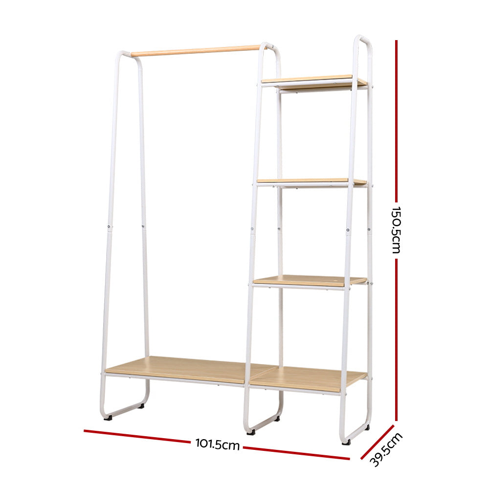 Closet Storage Rack Clothes Hanger Shelf Garment Rail Stand Wardrobe Organizer 150cm White