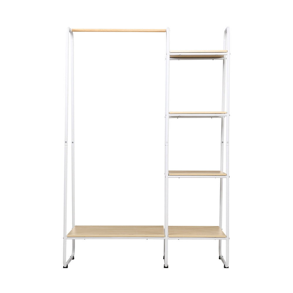 Closet Storage Rack Clothes Hanger Shelf Garment Rail Stand Wardrobe Organizer 150cm White