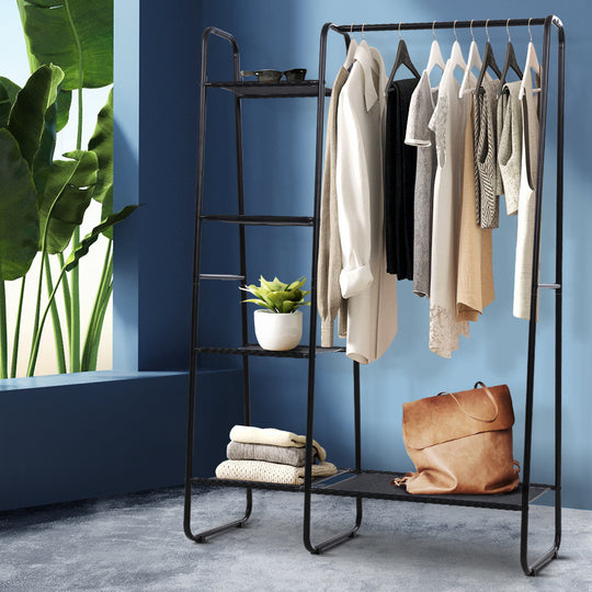 Wardrobe Clothes Rack 150cm Coat Stand Airer Closet Organizer - Portable Garment Hanging Storage