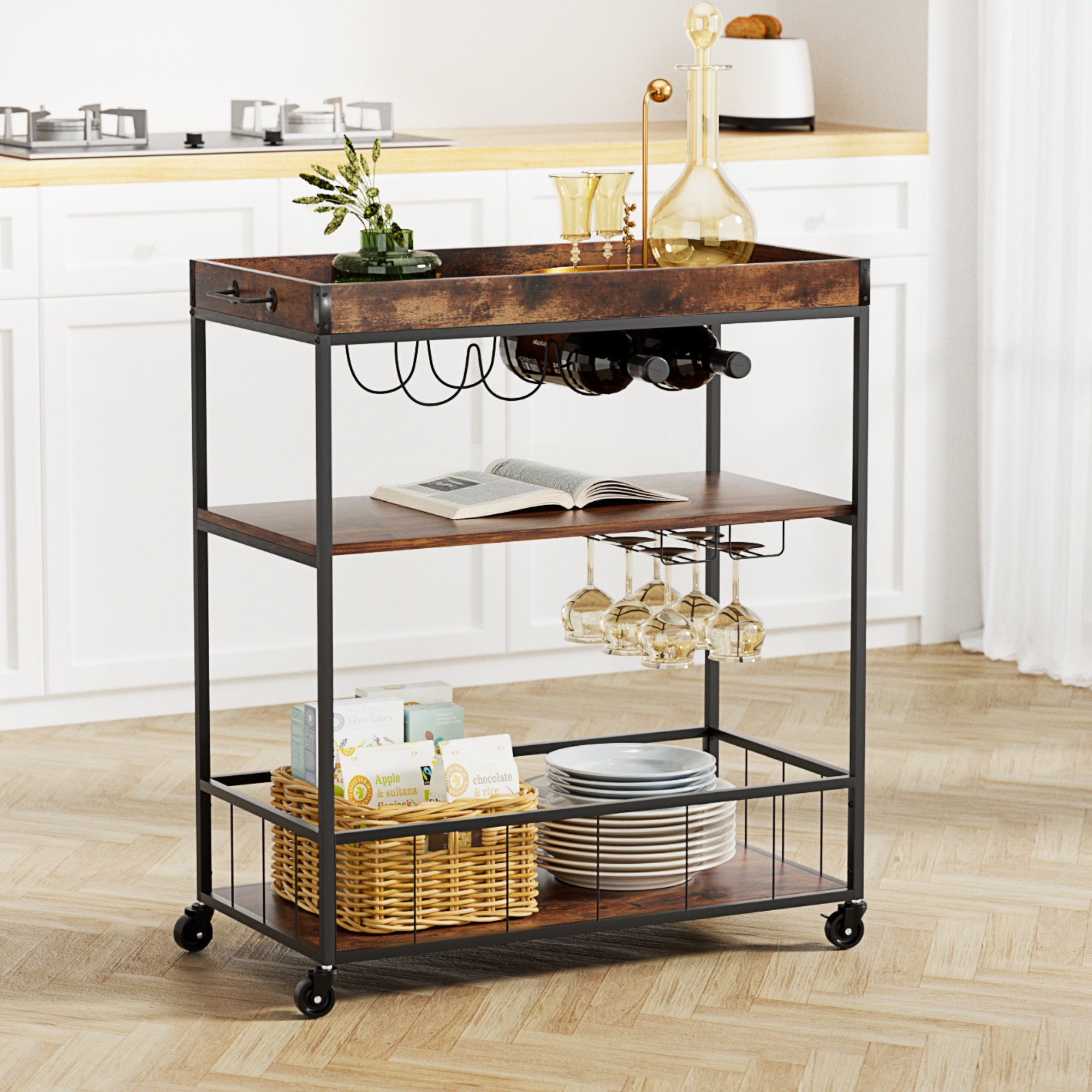 Kitchen Island Rolling Serving Cart