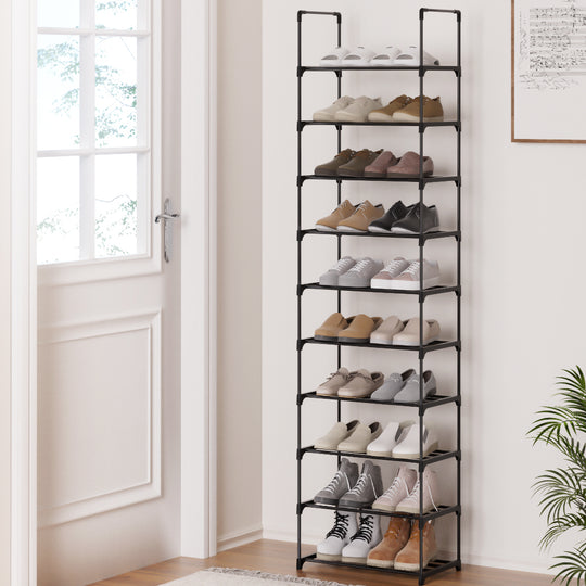 Shoe Rack DIY Stackable 10-tier Black Dunn, Shoe Storage