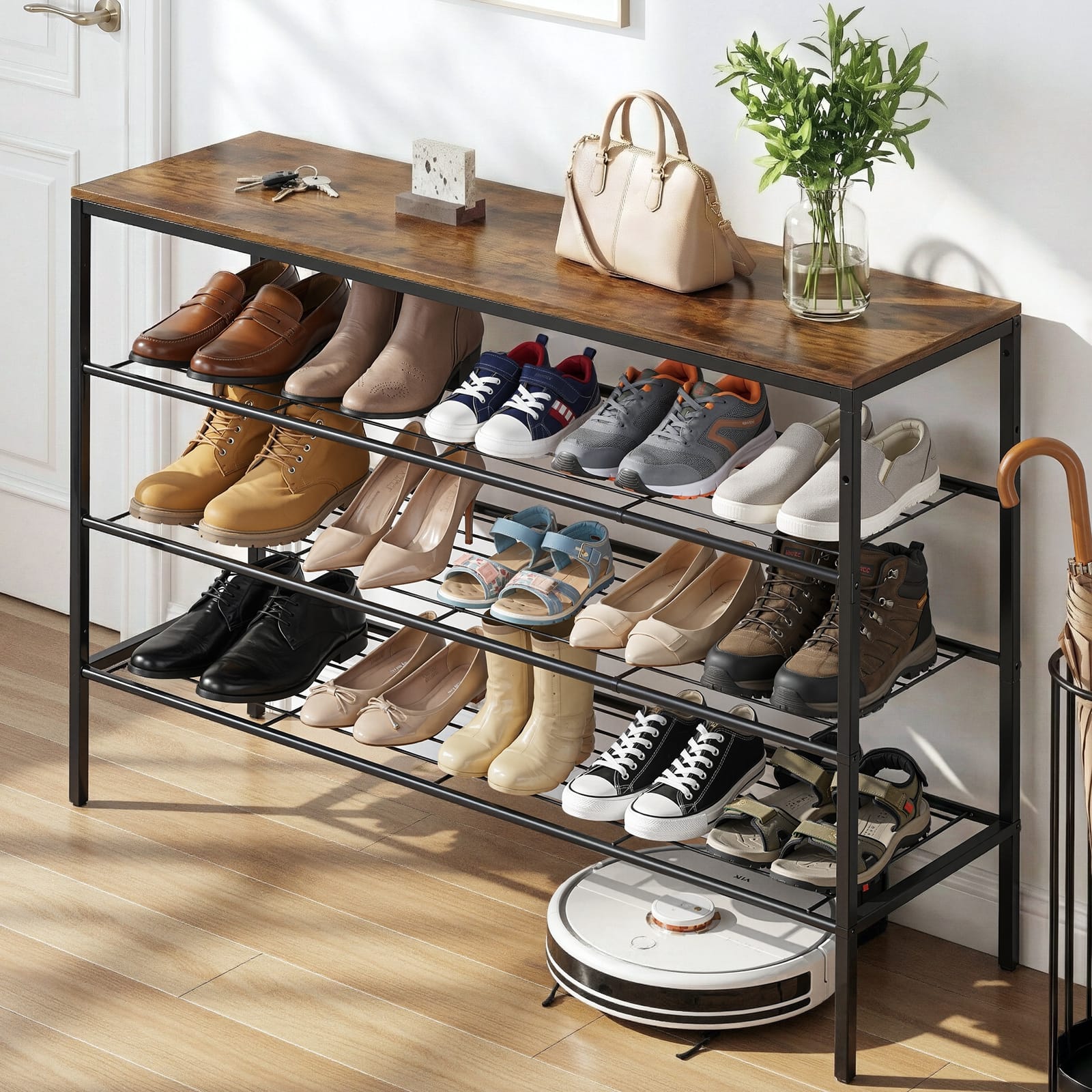 Shoe Rack 4 Tier Storage 100x30x75cm