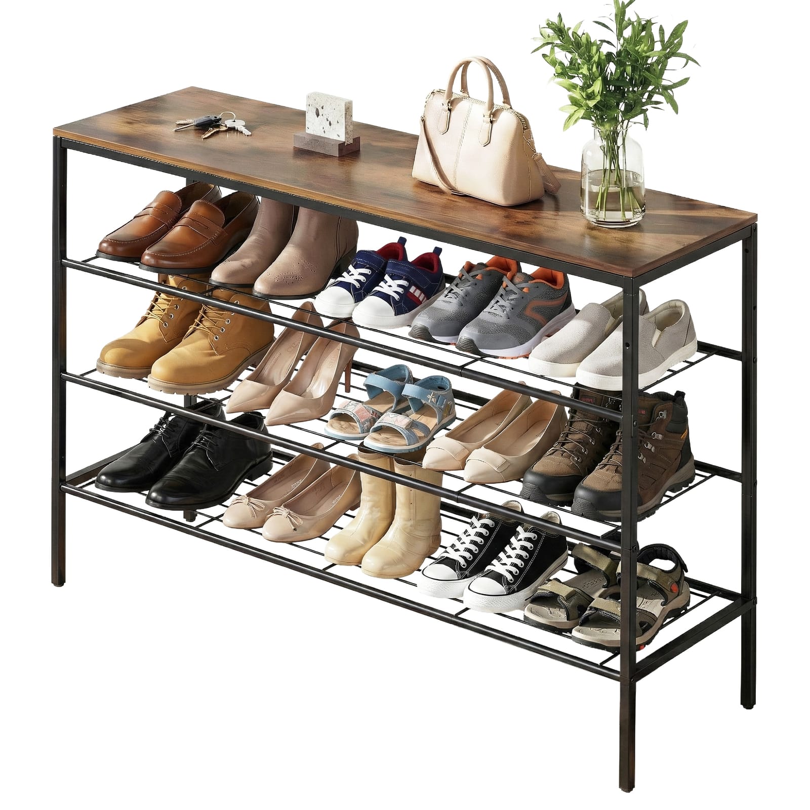 Shoe Rack 4 Tier Storage 100x30x75cm